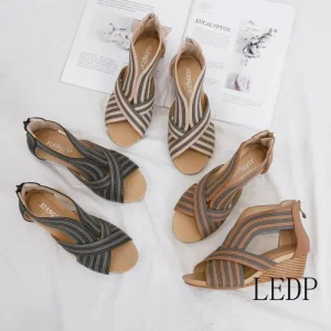 Women's Sandals with Fish Mouth Summer Fashion Women's Clothing Roman Sandals Wedge Heel Height Increasing Versatile Casual