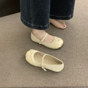 Woman Flats Round Toe Slip-on Y2k Vintage Chic and Elegant New in Streetwear Clothing Sales Korean Fashion Style Shoes for Women